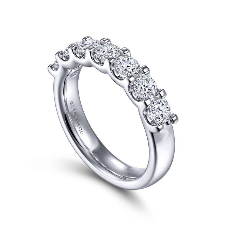 Straight Wedding Ring in 14k White Gold with Round Natural Diamond at Gabriel & Co. - Shot 3