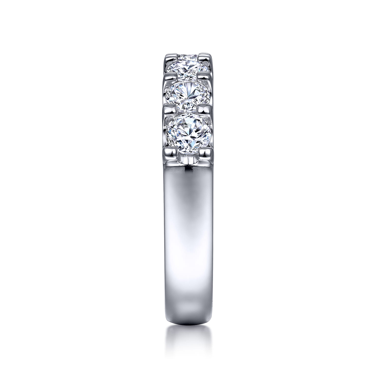 Straight Wedding Ring in 14k White Gold with Round Natural Diamond at Gabriel & Co. - Shot 4