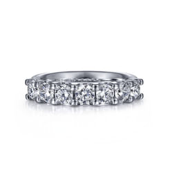 14K White Gold 7 Stone Shared Prong Round Diamond Anniversary Band