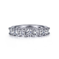 Ronda - 14K White Gold 7 Stone Shared Prong Round Diamond Anniversary Band