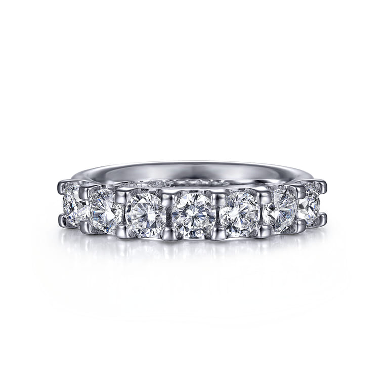 Fancy Wedding Ring in 14k White Gold with Round Natural Diamond at Gabriel & Co. - Shot 1