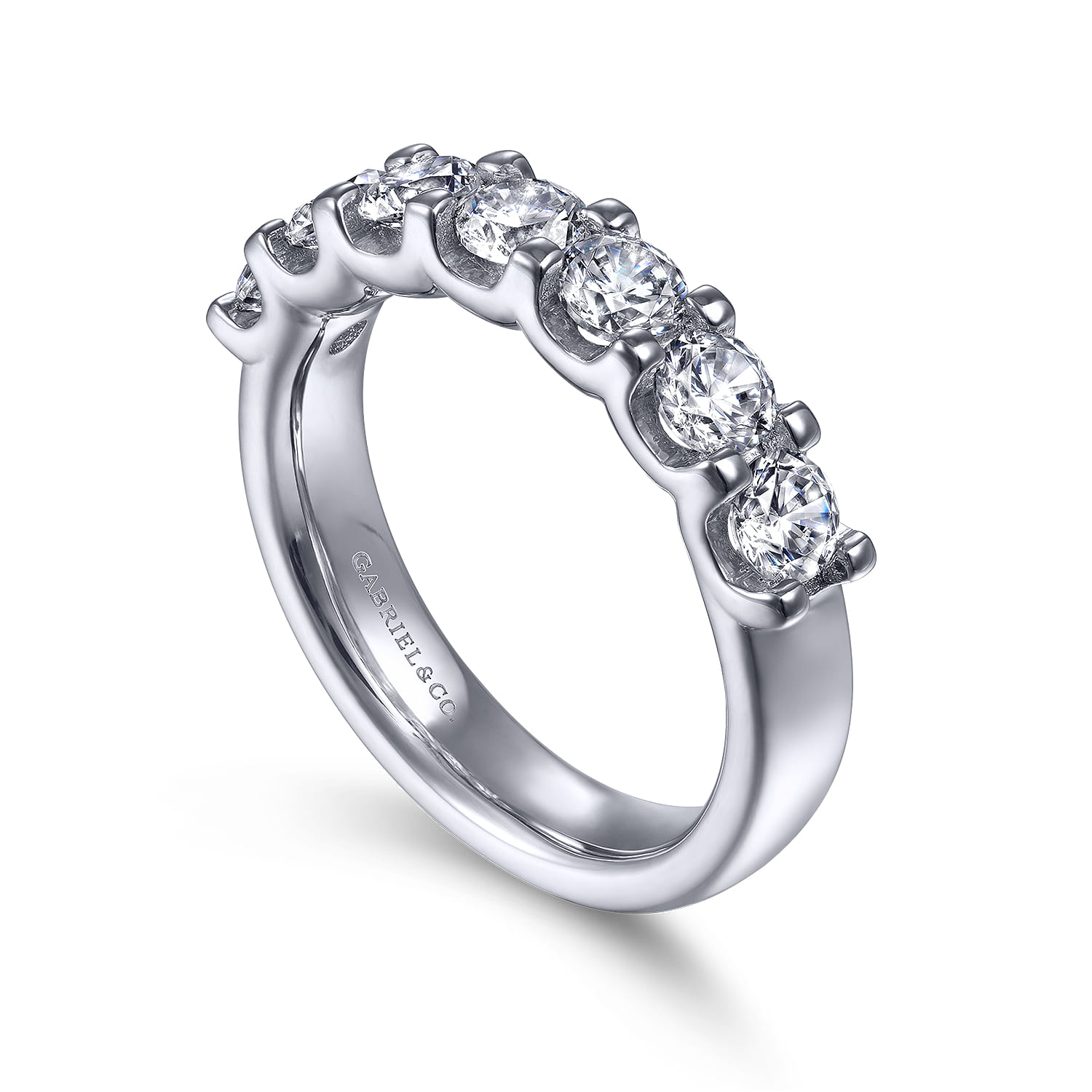 Fancy Wedding Ring in 14k White Gold with Round Natural Diamond at Gabriel & Co. - Shot 3