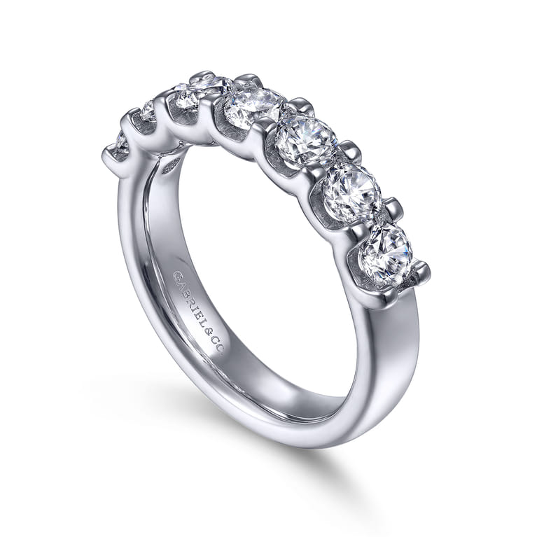 Fancy Wedding Ring in 14k White Gold with Round Natural Diamond at Gabriel & Co. - Shot 3