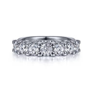 Ronda - 14K White Gold 7 Stone Shared Prong Round Diamond Anniversary Band