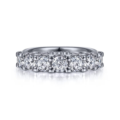 Ronda - 14K White Gold 7 Stone Shared Prong Round Diamond Anniversary Band