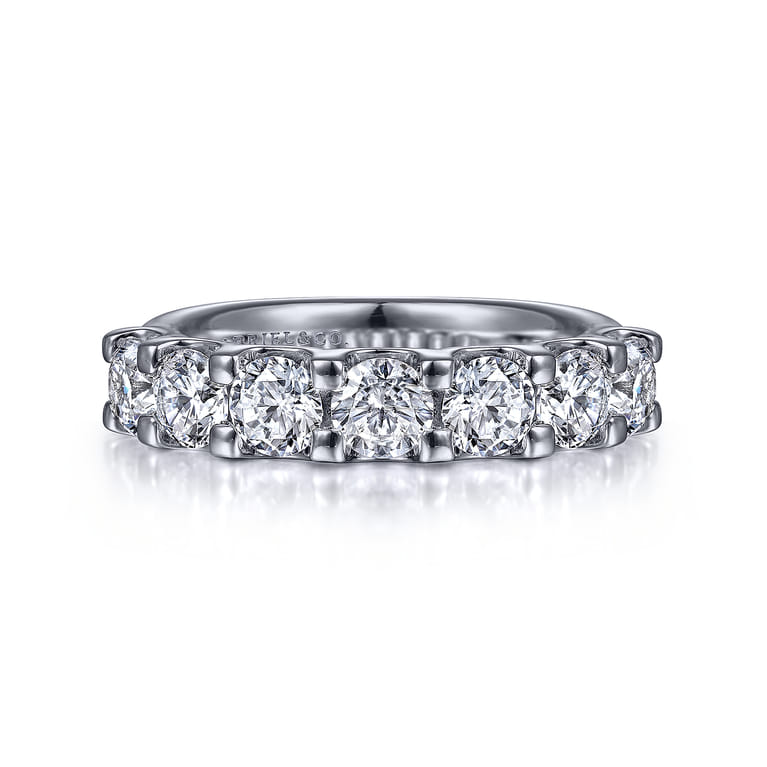 Fancy Wedding Ring in 14k White Gold with Round Natural Diamond at Gabriel & Co. - Shot 1