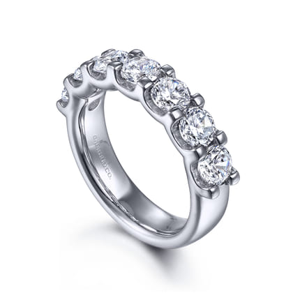 Ronda - 14K White Gold 7 Stone Shared Prong Round Diamond Anniversary Band