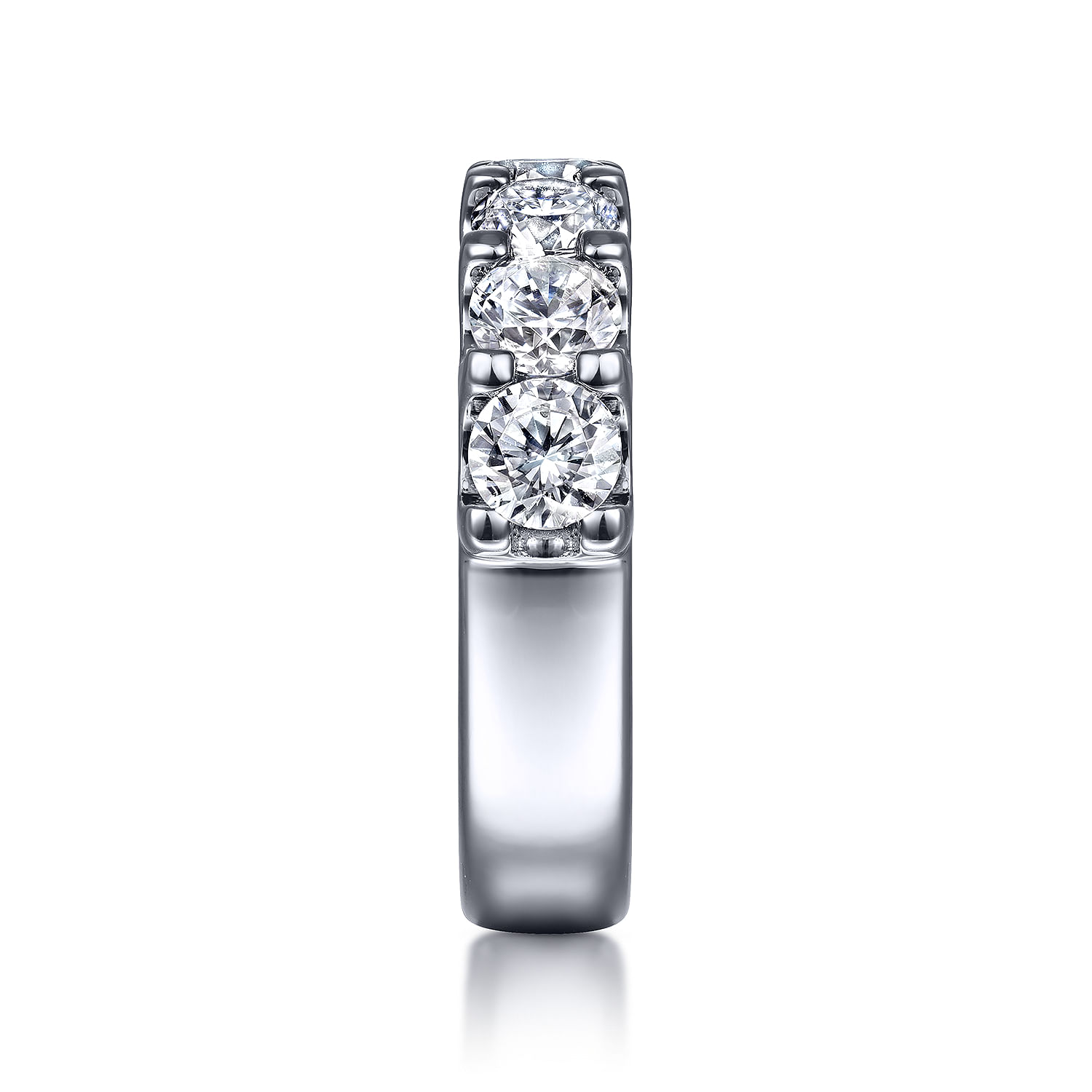 Fancy Wedding Ring in 14k White Gold with Round Natural Diamond at Gabriel & Co. - Shot 4