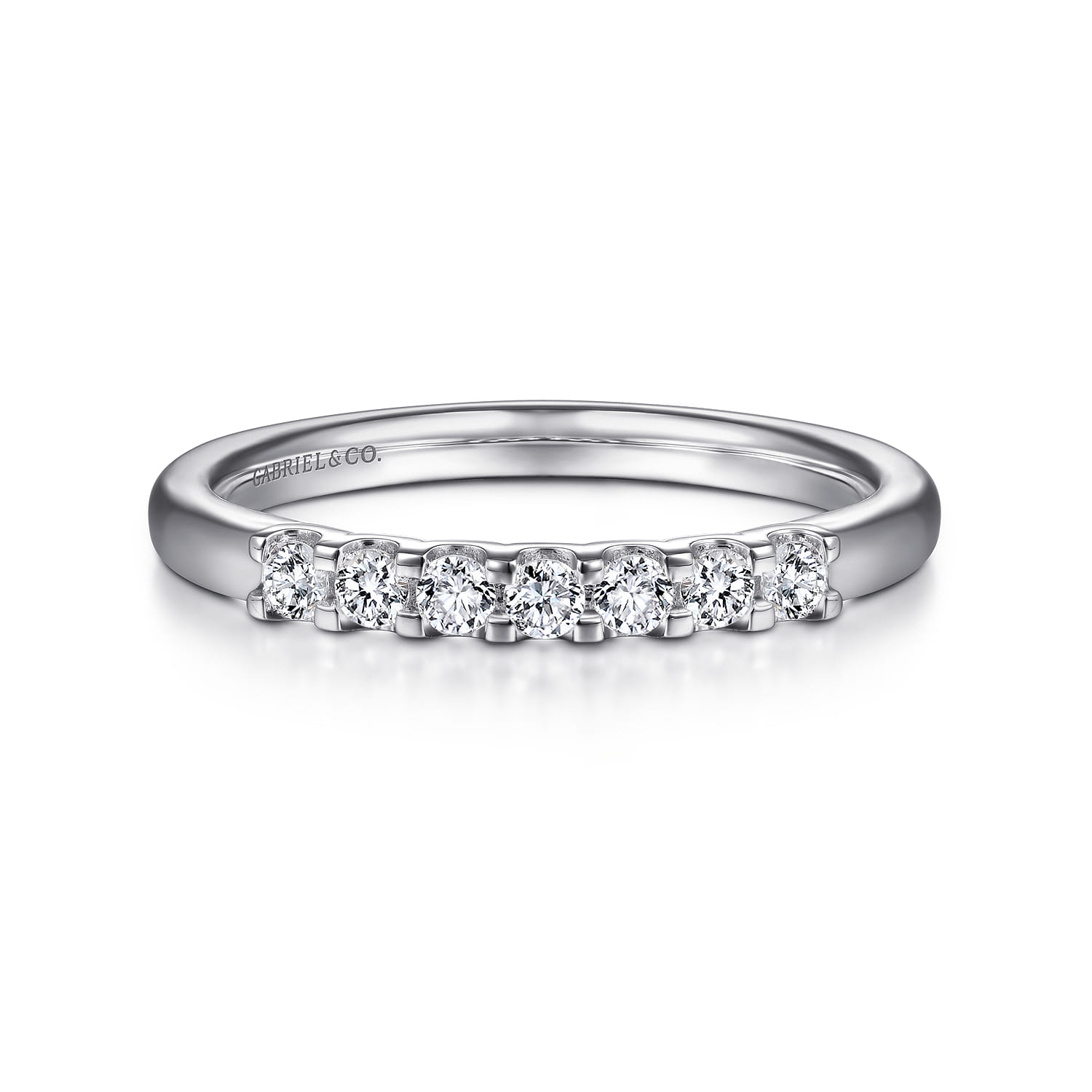 Straight Wedding Ring in 14k White Gold with Round Natural Diamond at Gabriel & Co. - Shot 1