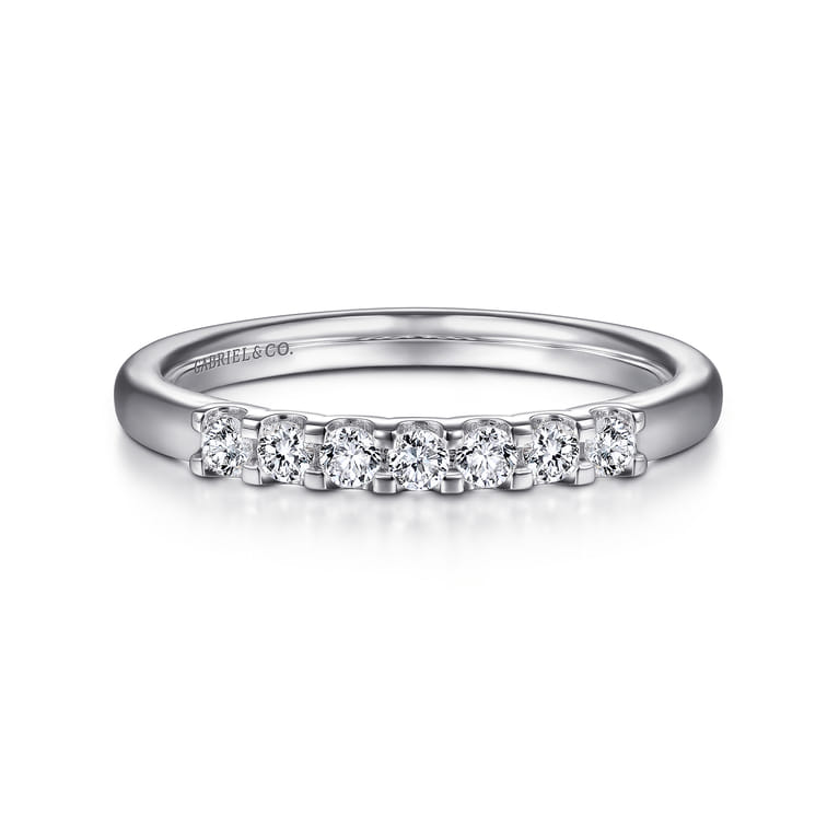 Straight Wedding Ring in 14k White Gold with Round Natural Diamond at Gabriel & Co. - Shot 1