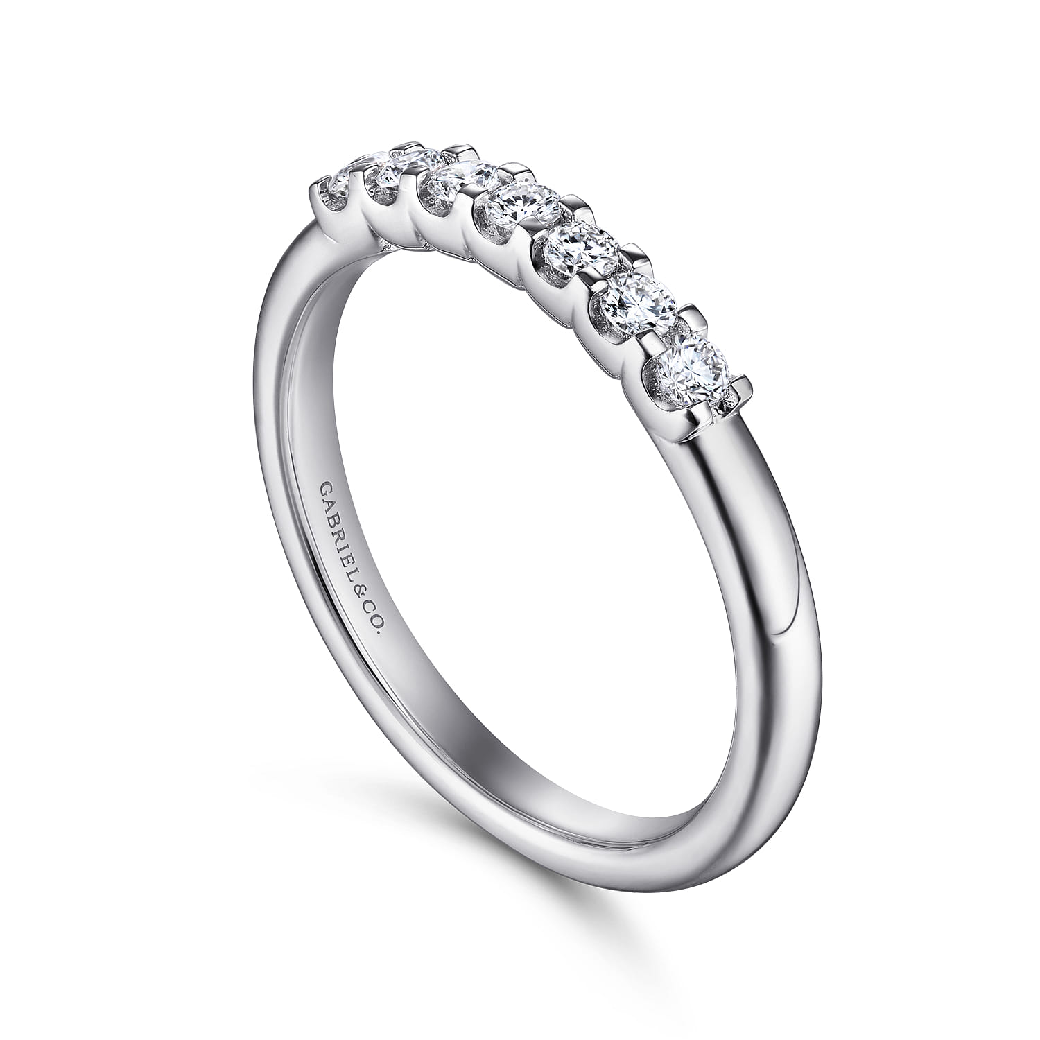 Straight Wedding Ring in 14k White Gold with Round Natural Diamond at Gabriel & Co. - Shot 3