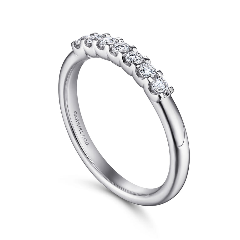 Straight Wedding Ring in 14k White Gold with Round Natural Diamond at Gabriel & Co. - Shot 3