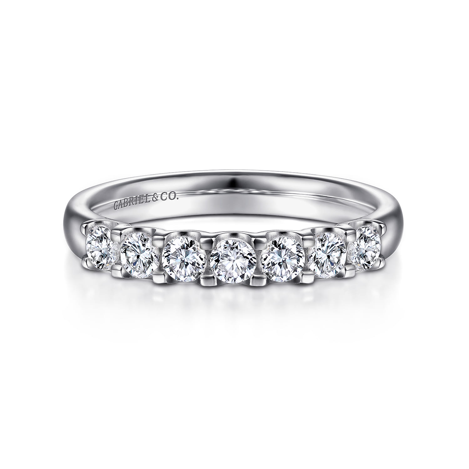 Straight Wedding Ring in 14k White Gold with Round Natural Diamond at Gabriel & Co. - Shot 1