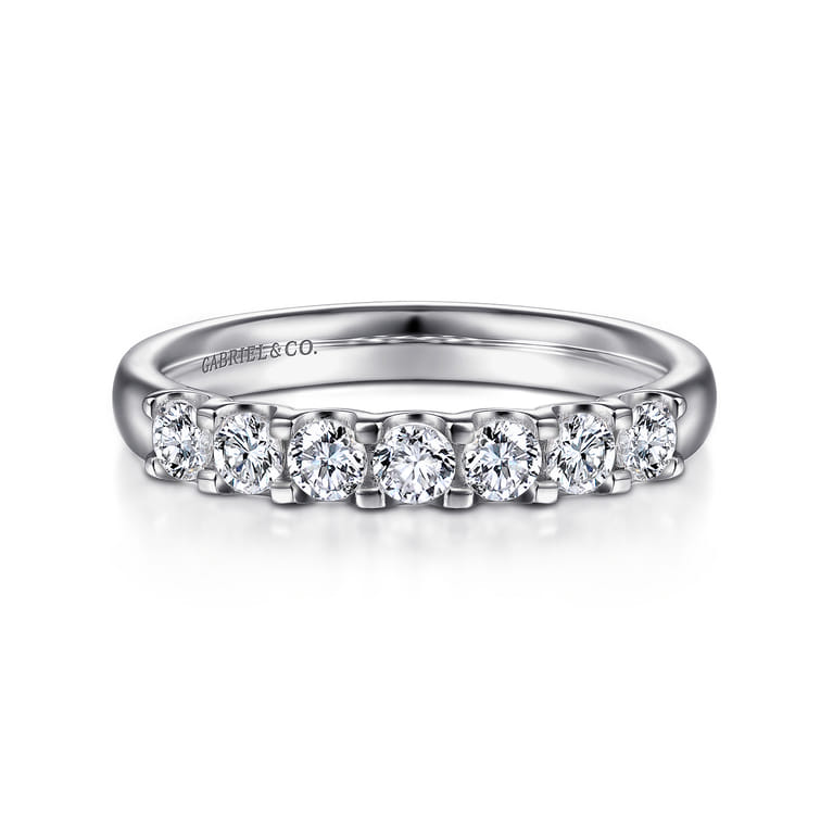 Straight Wedding Ring in 14k White Gold with Round Natural Diamond at Gabriel & Co. - Shot 1