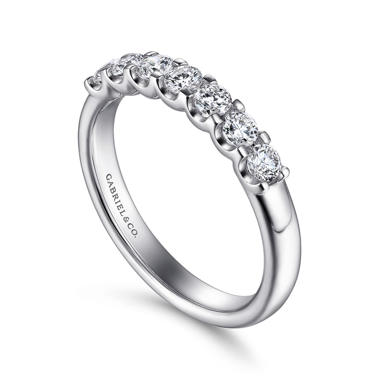 Straight Wedding Ring in 14k White Gold with Round Natural Diamond at Gabriel & Co. - Shot 3
