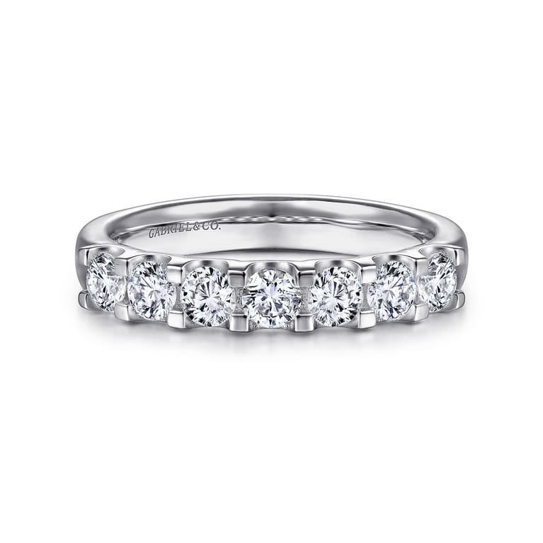 Straight Wedding Ring in 14k White Gold with Round Natural Diamond at Gabriel & Co. - Shot 1