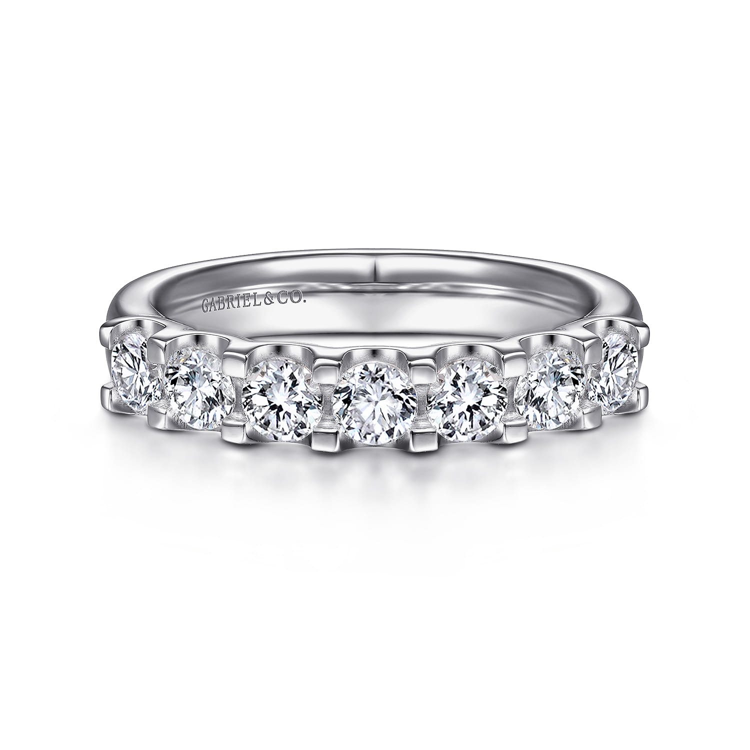 Straight Wedding Ring in 14k White Gold with Round Natural Diamond at Gabriel & Co. - Shot 1