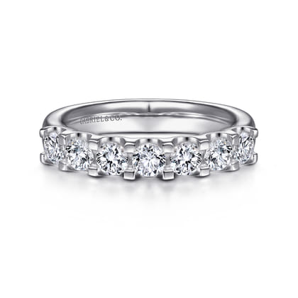 Ronda - 14K White Gold Round 7 Stone Diamond Anniversary Band
