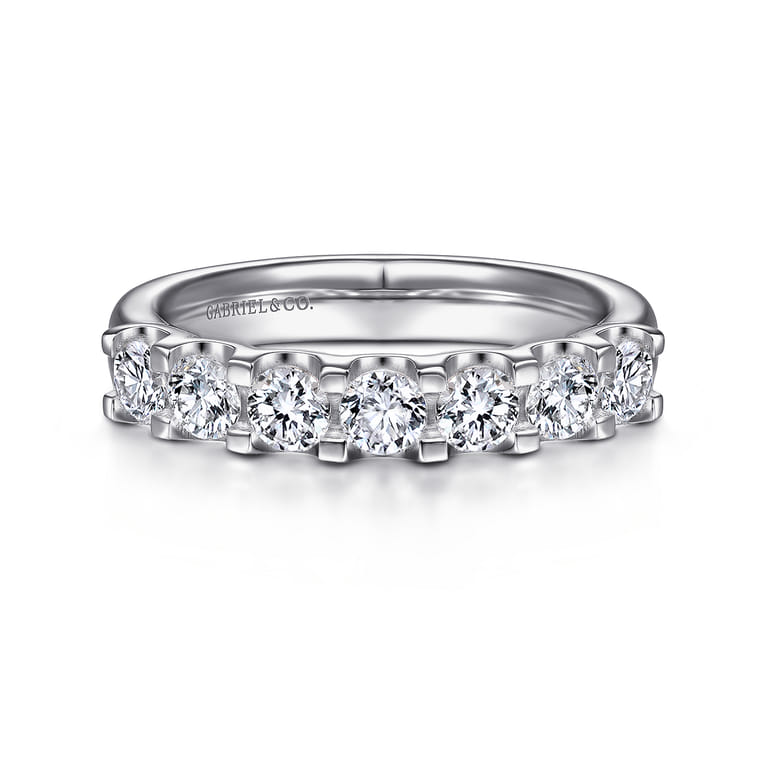 Straight Wedding Ring in 14k White Gold with Round Natural Diamond at Gabriel & Co. - Shot 1