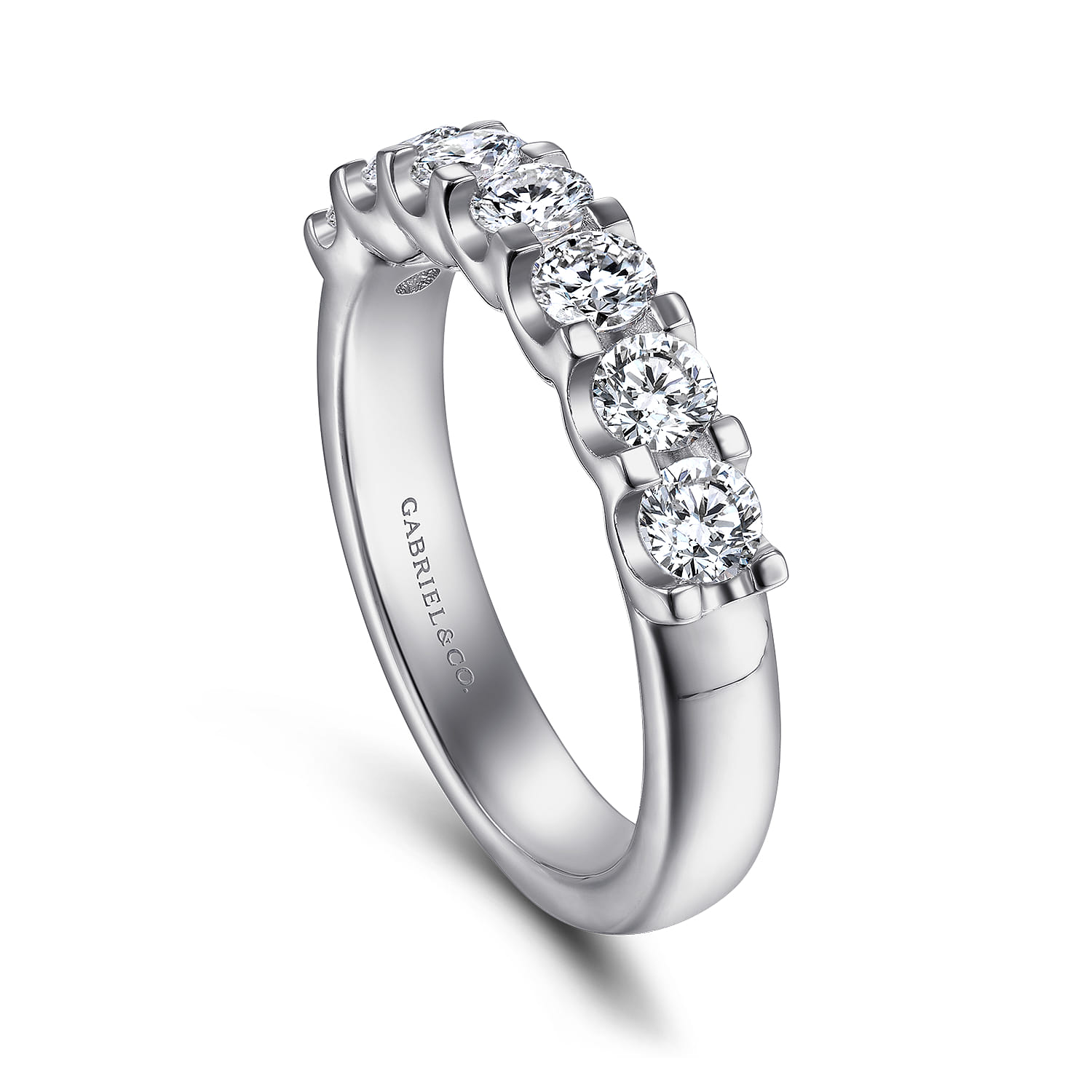 Straight Wedding Ring in 14k White Gold with Round Natural Diamond at Gabriel & Co. - Shot 3