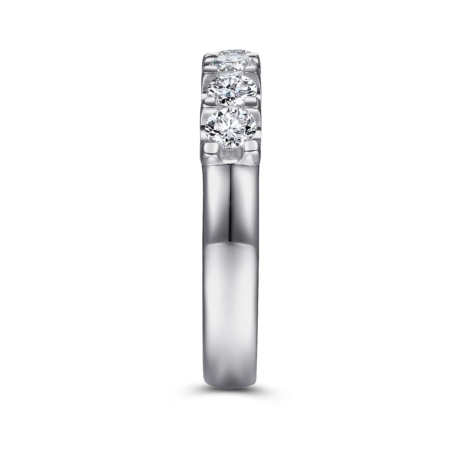 Straight Wedding Ring in 14k White Gold with Round Natural Diamond at Gabriel & Co. - Shot 4