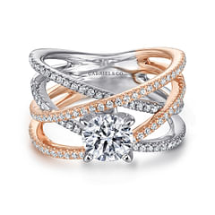 Ronny - 14K White-Rose Gold Round Diamond Engagement Ring