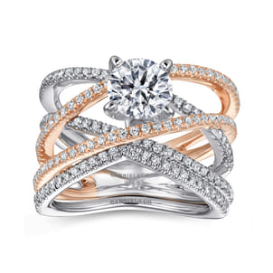 Ronny - 14K White-Rose Gold Round Diamond Engagement Ring