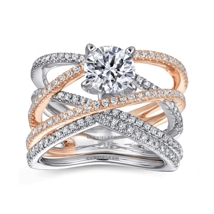 Ronny - 14K White-Rose Gold Round Diamond Engagement Ring