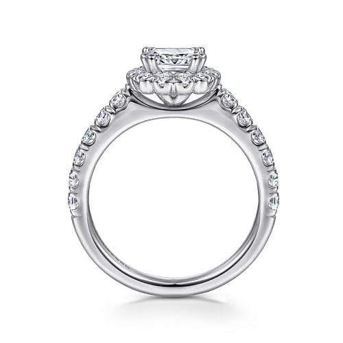 Rosalyn - 14K White Gold Cushion Halo Diamond Engagement Ring - 0.79 ct - Shot 2
