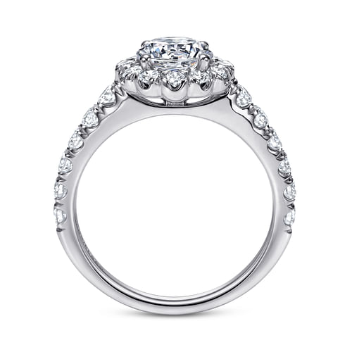 Rosalyn - 14K White Gold Round Halo Diamond Engagement Ring - 0.79 ct - Shot 2