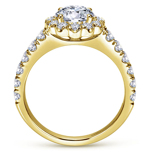Rosalyn - 14K Yellow Gold Round Halo Diamond Engagement Ring - 0.79 ct - Shot 2