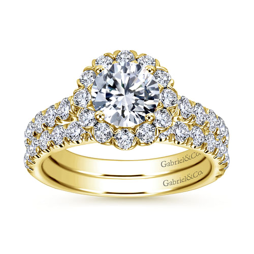 Rosalyn - 14K Yellow Gold Round Halo Diamond Engagement Ring - 0.79 ct - Shot 4