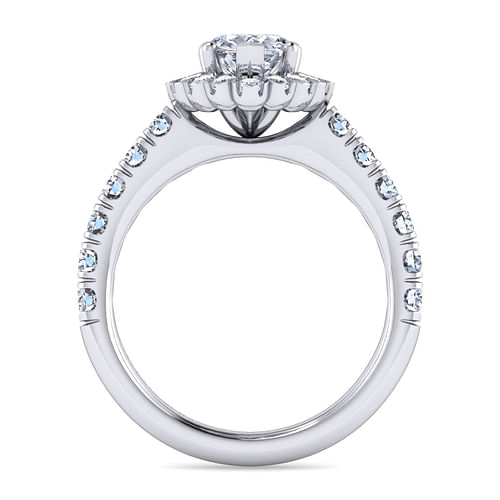 Rosalyn - Platinum Pear Shape Halo Diamond Engagement Ring - 0.86 ct - Shot 2