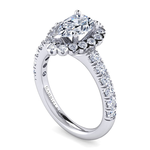 Rosalyn - Platinum Pear Shape Halo Diamond Engagement Ring - 0.86 ct - Shot 3