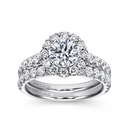 Rosalyn - Platinum Round Halo Diamond Engagement Ring - 0.79 ct - Shot 4