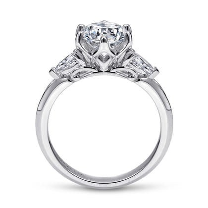 Rosario - 18K White Gold Three Stone Round Diamond Engagement Ring