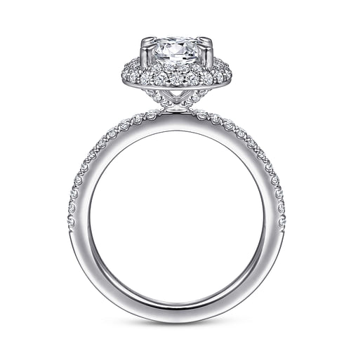 Rosemund - 14K White Gold Round Double Halo Diamond Engagement Ring - 0.54 ct - Shot 2
