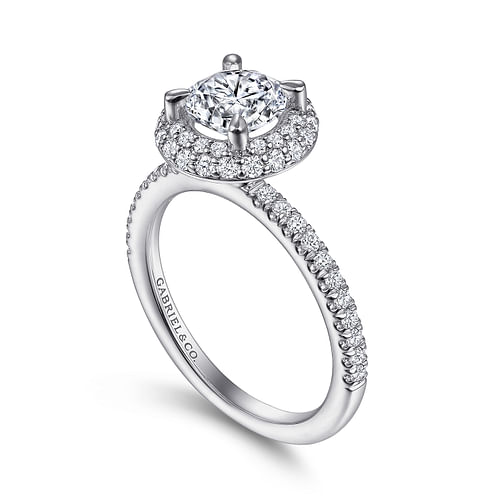 Rosemund - 14K White Gold Round Double Halo Diamond Engagement Ring - 0.54 ct - Shot 3