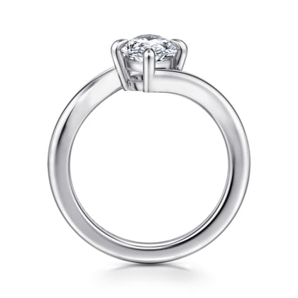 Rosette - 14K White Gold Compass Prong Bypass Marquise Shape Diamond Engagement Ring