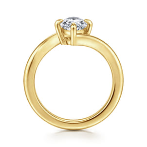 Rosette - 14K Yellow Gold Compass Prong Bypass Marquise Shape Diamond Engagement Ring