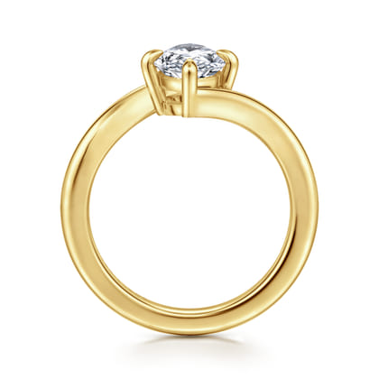 Rosette - 14K Yellow Gold Compass Prong Bypass Marquise Shape Diamond Engagement Ring