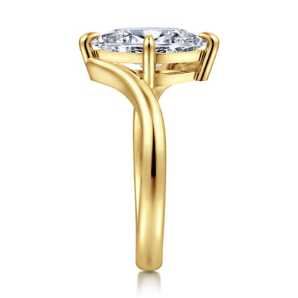 Rosette - 14K Yellow Gold Compass Prong Bypass Marquise Shape Diamond Engagement Ring