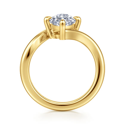 Rosette - 14K Yellow Gold Compass Prong Bypass Marquise Shape Engagement Ring