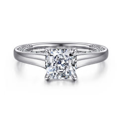 Rosey - 14K White Gold Cushion Cut Diamond Engagement Ring