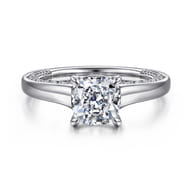 Rosey - 14K White Gold Cushion Cut Diamond Engagement Ring