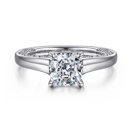 Rosey - 14K White Gold Cushion Cut Diamond Engagement Ring
