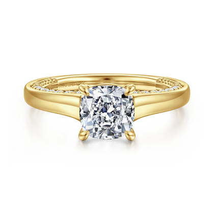 Rosey - 14K Yellow Gold Cushion Cut Diamond Engagement Ring