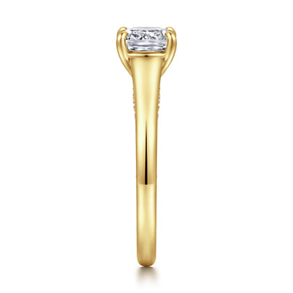 Rosey - 14K Yellow Gold Cushion Cut Diamond Engagement Ring