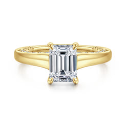 Rosey - 14K Yellow Gold Emerald Cut Diamond Engagement Ring