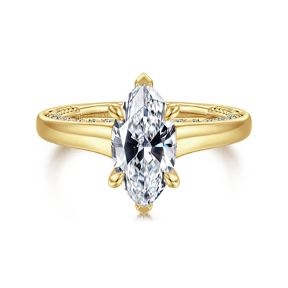 Rosey - 14K Yellow Gold Marquise Shape Diamond Engagement Ring